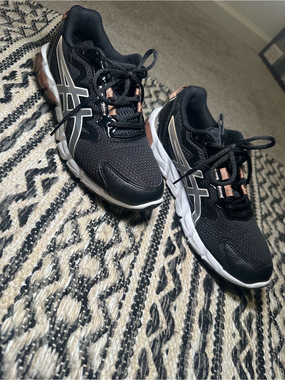 Asics Black Running Shoes with Rose Gold Accents